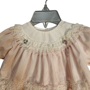 Alexis Baby Girl Pink Lace Ruffle Dress 3 Months Made in USA Vintage